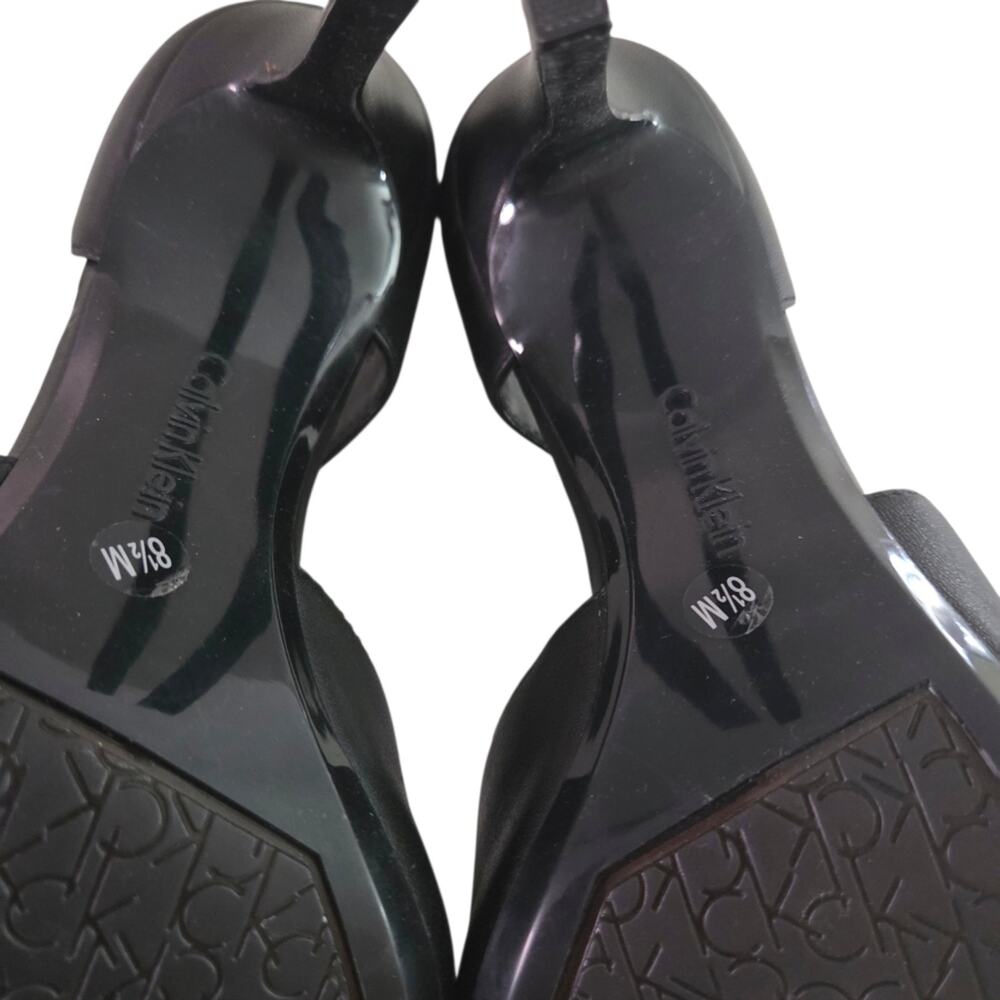 Calvin Klein | Niva Soft Black Leather D'Orsay Strappy Open Toe Stiletto Heels - Picture 8 of 10